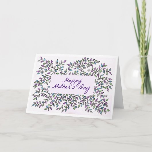 マザーズ・デイ・カード(紫と緑のつる植物) カード (正面)
