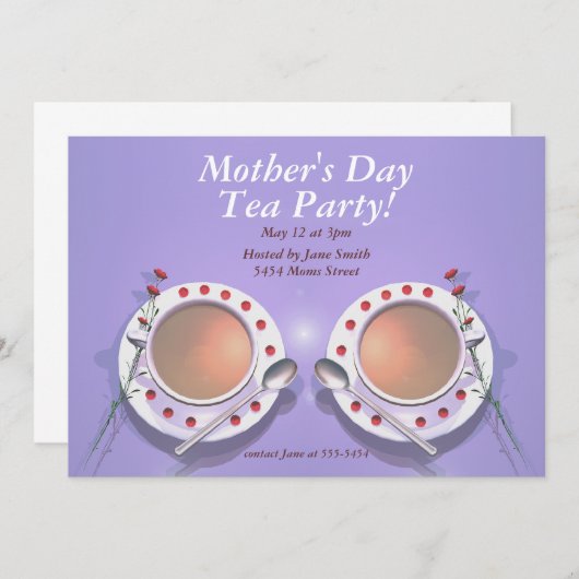 マザーズ・デイ・ティー・パーティー 招待状 (正面/裏面)