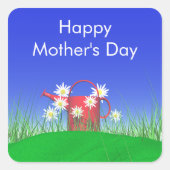 マザーズ・デイ・デイジーと散水缶 スクエアシール (正面)