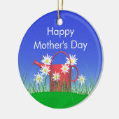 マザーズ・デイ・デイジーと散水缶 セラミックオーナメント (左)