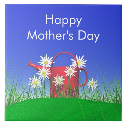 マザーズ・デイ・デイジーと散水缶 タイル (正面)