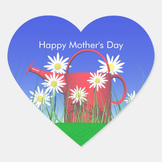 マザーズ・デイ・デイジーと散水缶 ハートシール (正面)