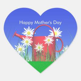 マザーズ・デイ・デイジーと散水缶 ハートシール