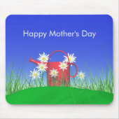 マザーズ・デイ・デイジーと散水缶 マウスパッド (正面)