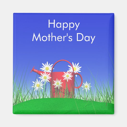 マザーズ・デイ・デイジーと散水缶 マグネット (正面)