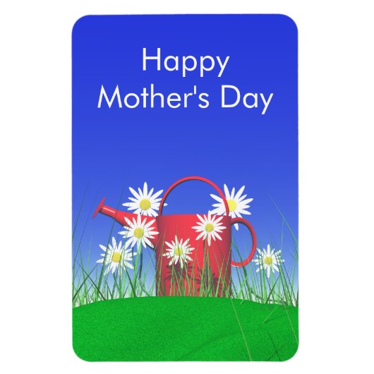 マザーズ・デイ・デイジーと散水缶 マグネット (縦)