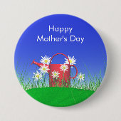 マザーズ・デイ・デイジーと散水缶 缶バッジ (正面)