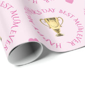 マザーズ・デイ・トロフィーカスタム文字ピンク ラッピングペーパー (ロールコーナー)