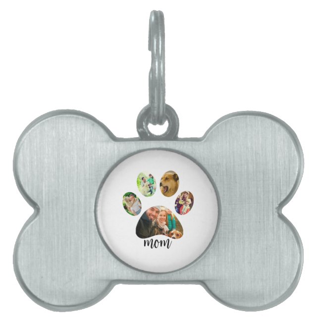 マザーズ・デイ・ドッグ・ママ | 5 Paw印刷フォトコラージュ ペットネームタグ (正面)