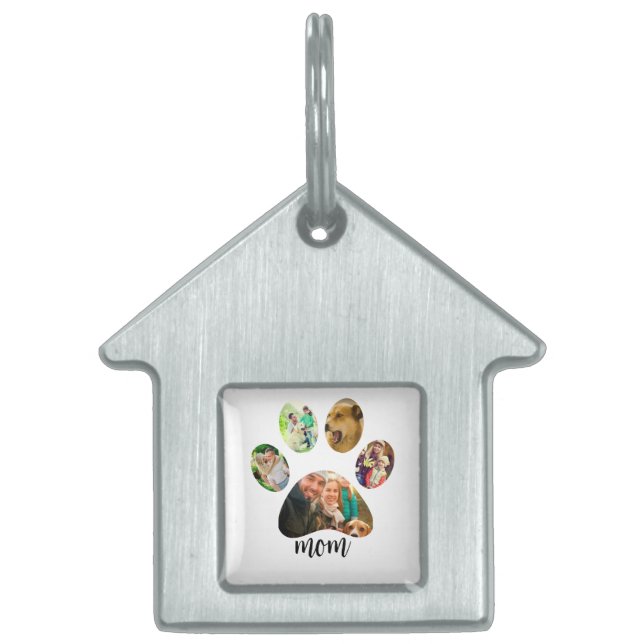 マザーズ・デイ・ドッグ・ママ | 5 Paw印刷フォトコラージュ ペットネームタグ (正面)