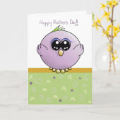 マザーズ・デイ・パープル・ベビー・バード カード (黄色い花)
