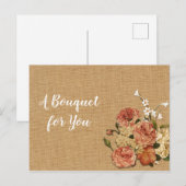 マザーズ・デイ・ピーチバラブーケラストバーラップ生地 ポストカード (正面/裏面)