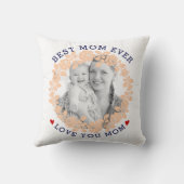 マザーズ・デイ・ピーチ、ネイビー・ブルーバラリース写真 クッション (裏面)