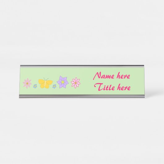 マザーズ・デイ・フラワーズ・アンド・チョウカスタム デスクネームプレート (正面)