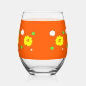 マザーズ・デイ・フラワーマママオレンジグリーン飲み物用品セット ステムなしワイングラス (左)