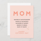 マザーズ・デイMOM頭字語のかわいいおもしろカード (正面/裏面)