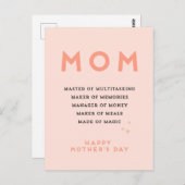 マザーズ・デイMOM頭字語のかわいいおもしろカード ポストカード (正面/裏面)