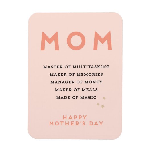 マザーズ・デイMOM頭字語のかわいいおもしろカード マグネット (縦)