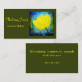 マザーズ・ヘルパー/ベビーシッター/家事ビジネス コーリングカード (正面/裏面)