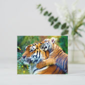 マザータイガーベビークブ登山と噛み耳 ポストカード (スタンド正面)