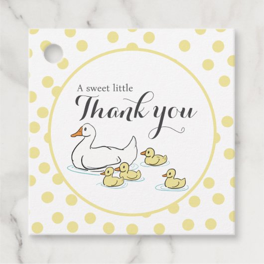 マザーダックとアヒル赤ちゃんシャワーメッセージカード フェイバータグ (正面)