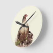 マザーチキンとベビーチキン ラウンド壁時計 (傾斜)