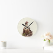 マザーチキンとベビーチキン ラウンド壁時計 (ホーム)