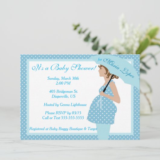 マザートゥーベー男の赤ちゃんシャワー招待状 招待状 (スタンド正面)