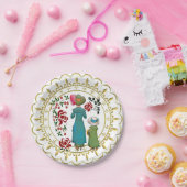 マザードーターデュオレッドローゼスフローラグリーンリー ペーパープレート (パーティー)