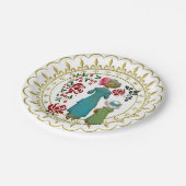 マザードーターデュオレッドローゼスフローラグリーンリー ペーパープレート (アングル)