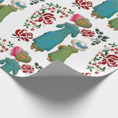 マザードーターデュオレッドローゼスフローラグリーンリー ラッピングペーパー (角)