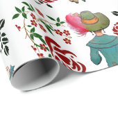 マザードーターデュオレッドローゼスフローラグリーンリー ラッピングペーパー (ロールコーナー)