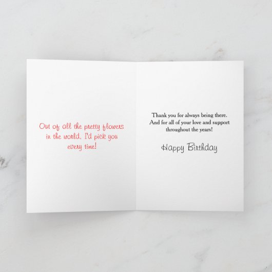 マザーハッピーバースデーイエローローズ カード (内部)