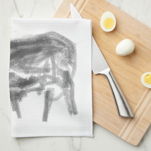 マザーバッファローと彼女の中国の子牛の年KT キッチンタオル (四つ折り)