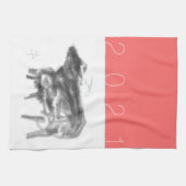 マザーバッファローと彼女の中国の子牛の年KT キッチンタオル (横)