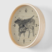 マザーバッファローと彼女の中国の子牛の年WC 壁時計 (傾斜)