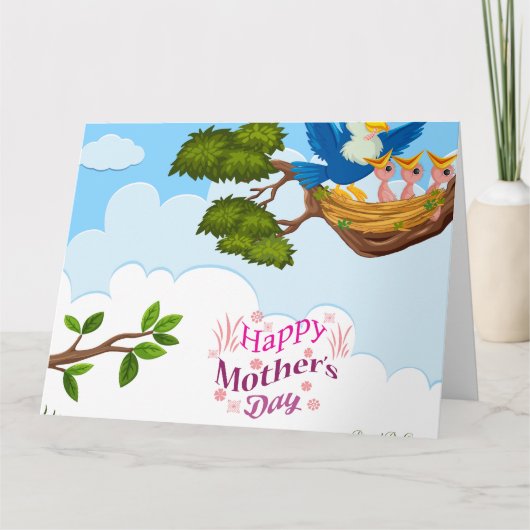 マザーバ食べ物を与えードズチックス – 自然イラストレーション カード (正面)