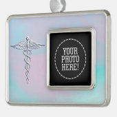 マザーパールデコールのカドゥセウス医療シンボル シルバープレートフレームオーナメント (左)