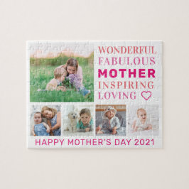 マザーファミリーフォトコラージュモダンタイポグラフィ ジグソーパズル