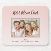 マザーフォト赤面ピンクローズ金ゴールド マウスパッド (正面)