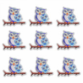 マザーフクロウとベビーシート シール (正面)