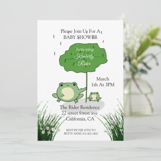 マザーフロッグラブベビーシャワー招待状 招待状 (スタンド正面)