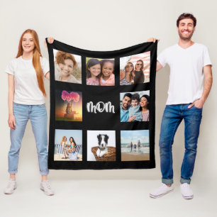 マザーブラックシルバー写真集版ママ フリースブランケット