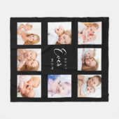 マザーブラックフォトコラージュ フリースブランケット (正面(横))