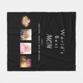 マザーブラックフォトコラージュ フリースブランケット (正面(横))
