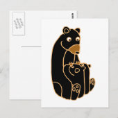 マザーブラックベアと子牛 ポストカード (正面/裏面)