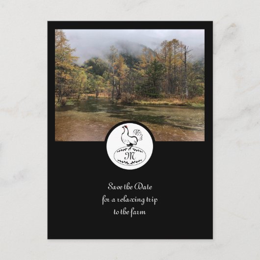 マザーヘンシルエットシルエットモノグラムw写真 インビテーションポストカード (正面)