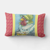 マザーヘン、卵、チックス鶏の腰枕レッド ランバークッション (裏面)