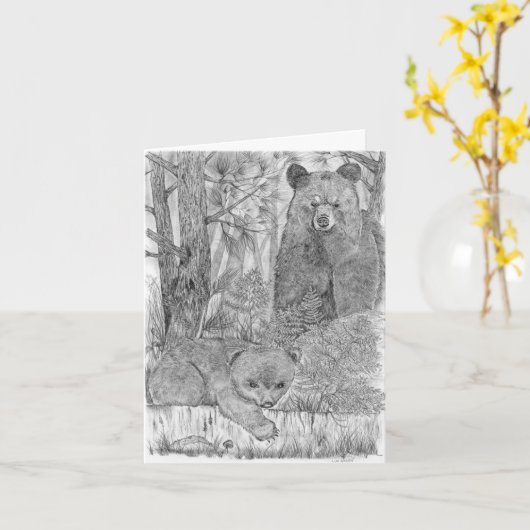 マザーベアとカッブ カード (黄色い花)