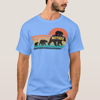マザーベアとカブスヴィンテージサンセット – レトロ家族 Tシャツ